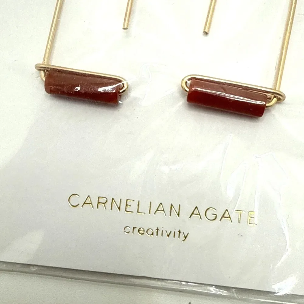 NEW Free People x JAXKELLY 18kt Gold Plated Carnelian Agate Bead Earrings NWT